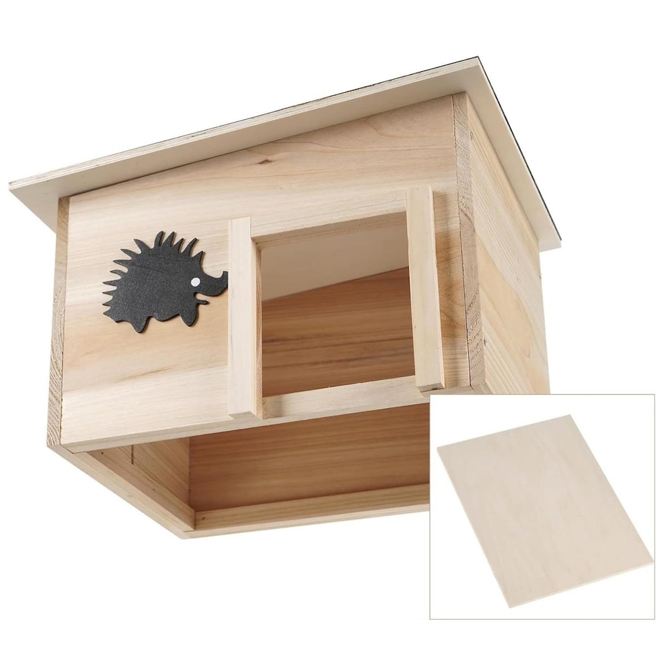 image 1 of GEEZY Hedgehog House Shelter Hibernation Den Wooden Outdoor Garden Box