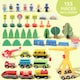 image 4 of AIYAPLAY Wooden Train Set, 133 Piece Train Track for Kids, Boys and Girls Ages 3+ Years Old, Wooden Magnetic Railway Toys with Crane, Storage Box
