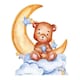 image 1 of Cute Baby Teddy Bear Moon Blue Star Mini Cardboard Cutout 92cm