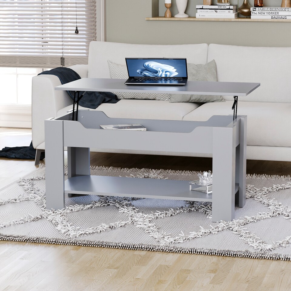 image 1 of Vida Designs Lift Up Coffee Table With Storage Compartment & Shelf, Grey