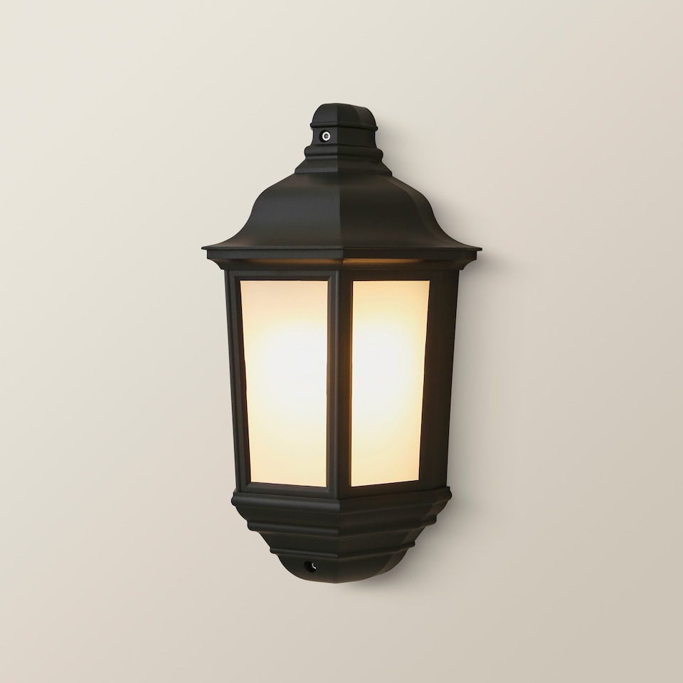 image 1 of ValueLights Black Aluminium IP44 Rated Outdoor Porch Wall Mounted Flush Lantern | Black