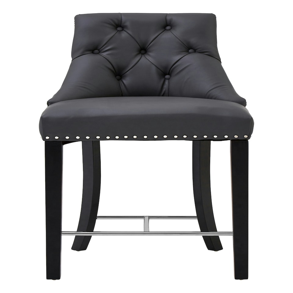 image 1 of Interiors by Premier Park Grey Faux Leather Bar Chair, Backrest Breakfast Bar Chair, Footrest Living Bar Chair Kitchen