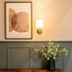image 1 of ValueLights Memphis Traditional Antique Brass Wall Light Fitting with a Fabric Lampshade - Bulb Included