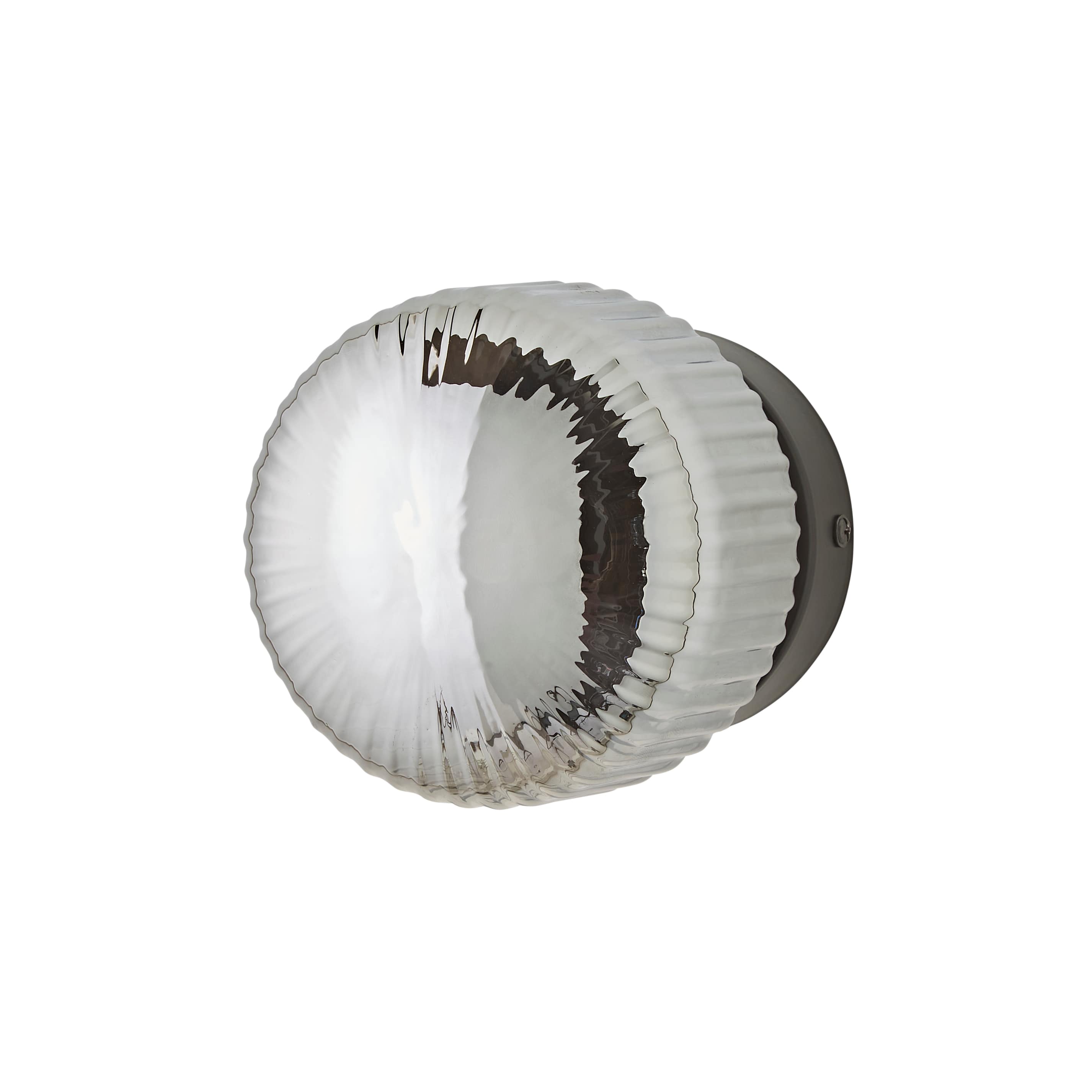 ValueLights Calpe Small Ribbed Glass Flush Ceiling Wall Light with LED Bulb in Black