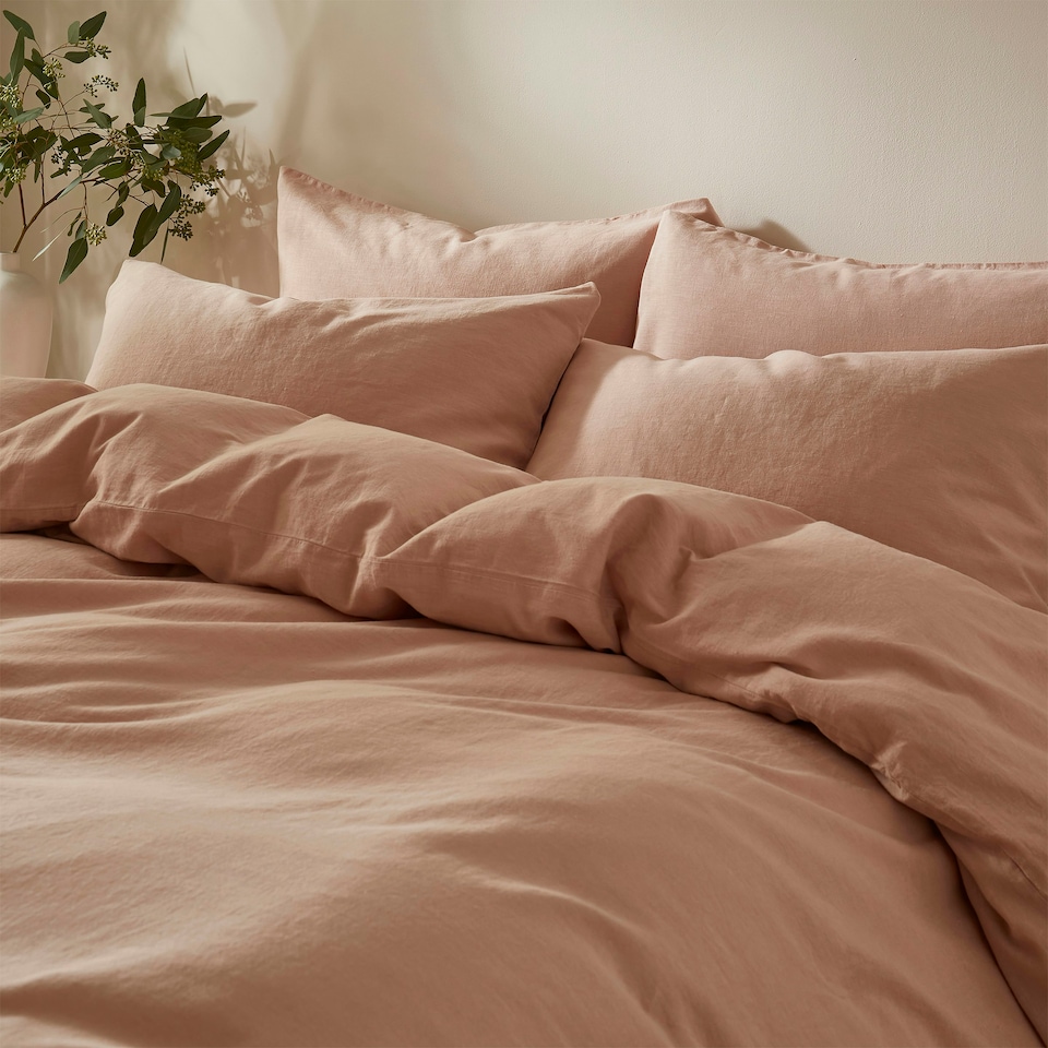 image 1 of Touch Of Linen - Seashell Pink - Duvet Cover Set (Includes 2 Pillowcases - 1 For Single) Pink | Seashell Pink | Double