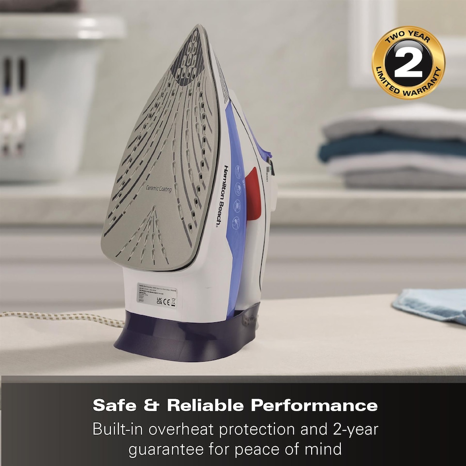 image 1 of Hamilton Beach Pro SteamMax Steam Iron - White/Blue