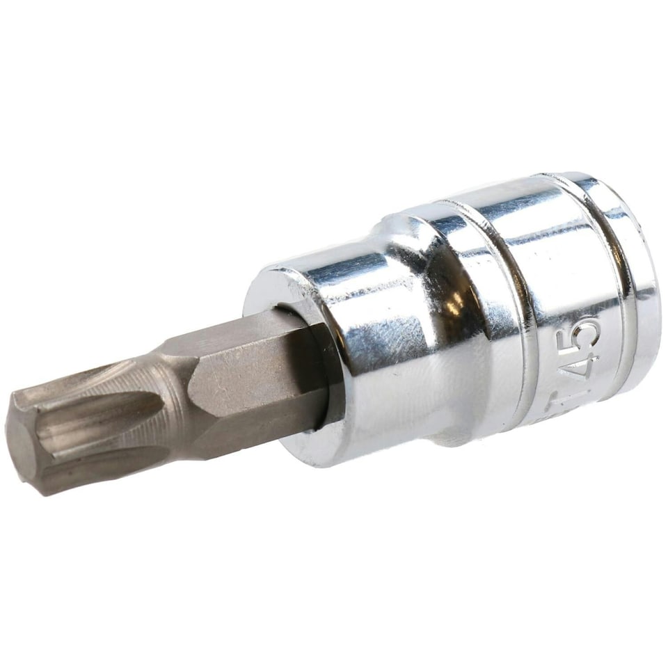 image 1 of T45 Male Torx Bit Star Socket 3/8" Drive Standard Internal Chrome Vanadium Steel