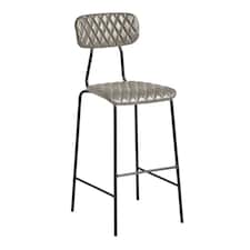 Nara Bar Stool – Diamond Stitched - Vintage Silver. Silver