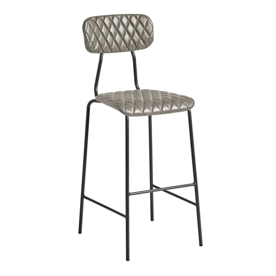 Nara Bar Stool – Diamond Stitched - Vintage Silver. Silver