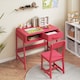 image 3 of COSTWAY Kids Desk and Chair Set with Drawer Pink