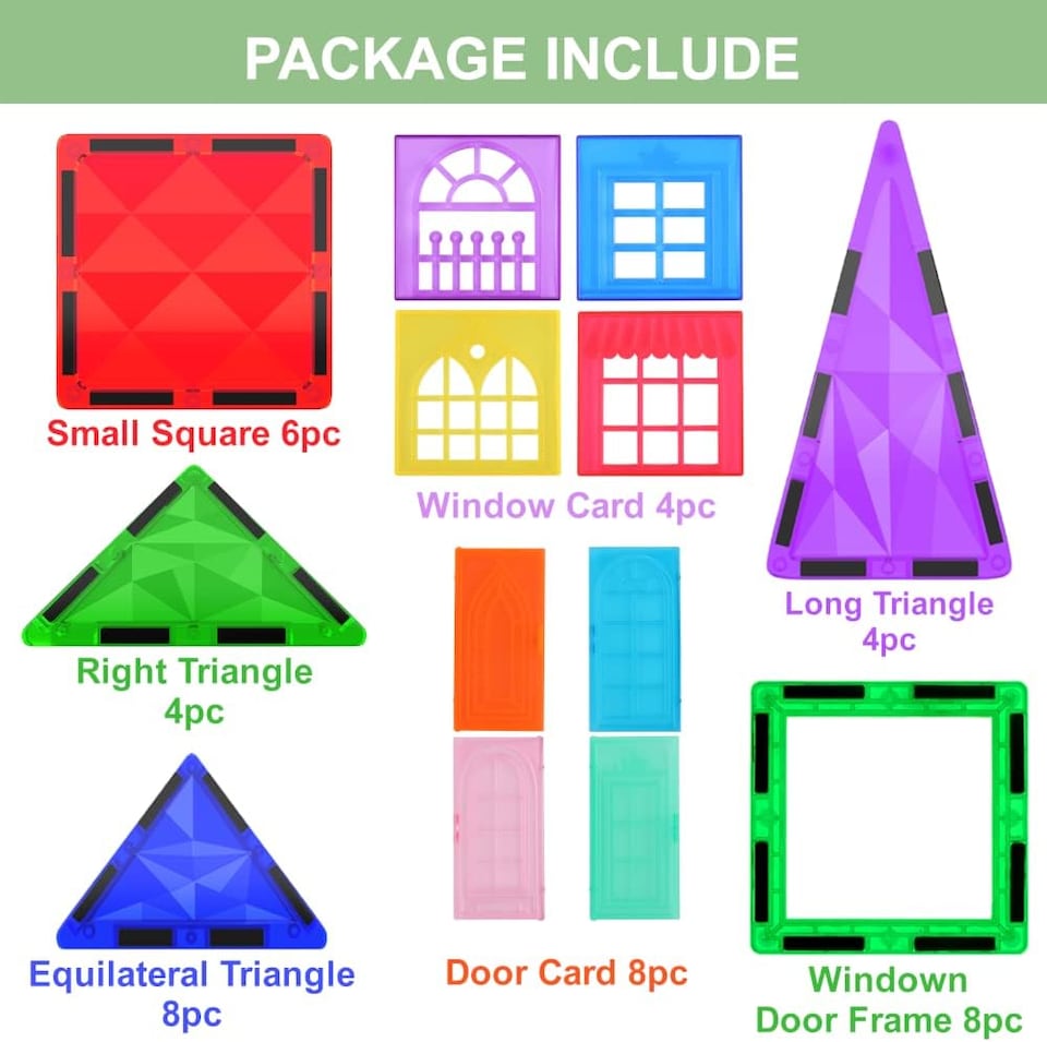 image 1 of Desire Deluxe Magnetic Building Blocks Tiles STEM Toy Set – Kids Learning Educational Construction Toys for Boys Girls Present Age 3 4 5 6 7 Year Old - Gift (42pc)