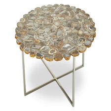 Interiors by Premier Distinctive Agate Coffee Table With Cross Base, Modern Silver Finish Decorative Table, Multi