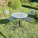image 1 of Bistro Table Set Blue Floral Mosaic Design 2 Chairs Outdoor Garden Furniture