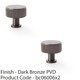 image 2 of 2 PACK - Round Reeded Door Knob - 35mm Diameter Dark Bronze Lined Cupboard Pull Handle