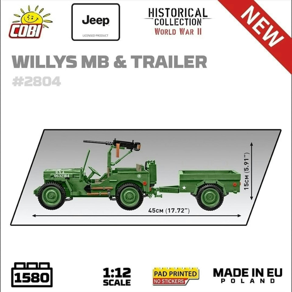 image 1 of Willys MB - COBI 2804 - 1580 brick Jeep model - Executive Edition