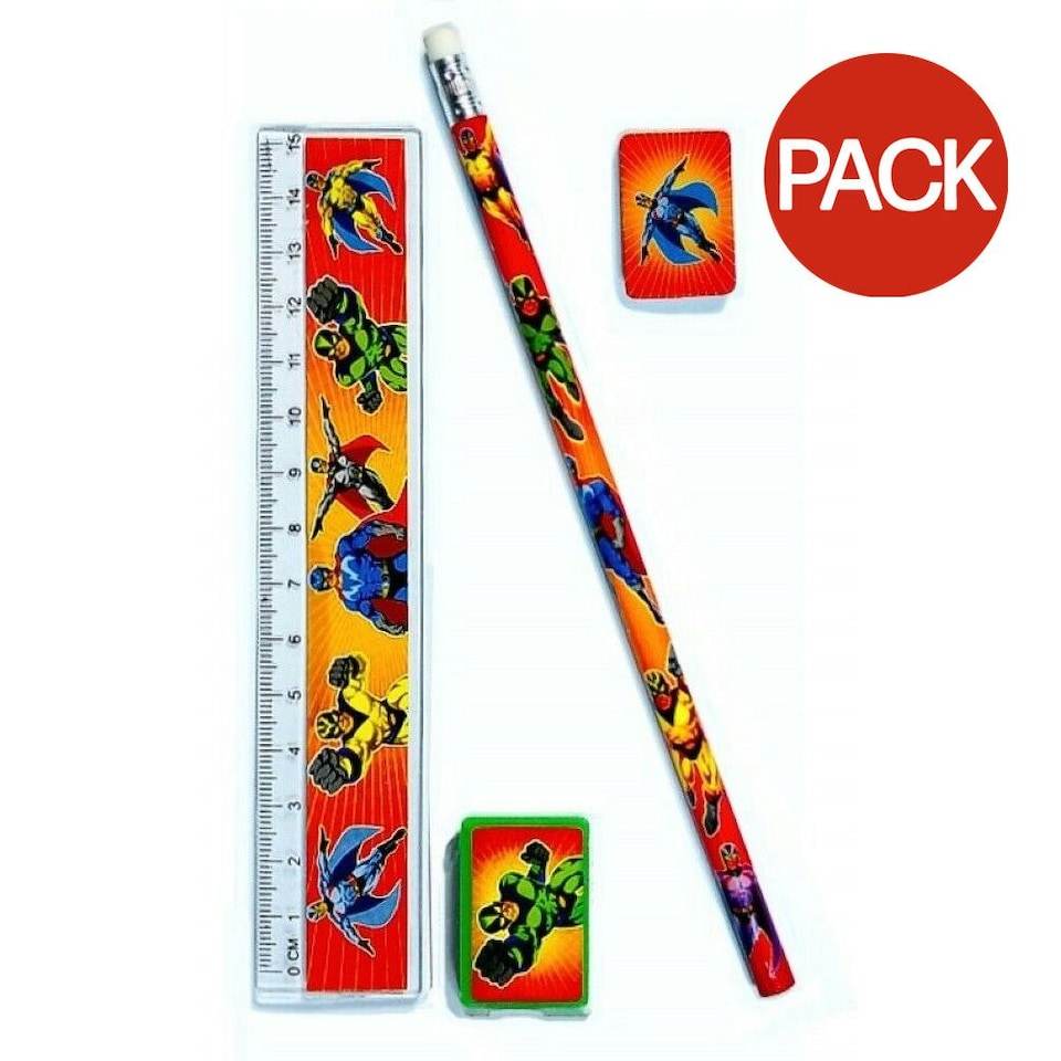 Superhero Stationery Set (Pack of 4) - Multicoloured - One Size