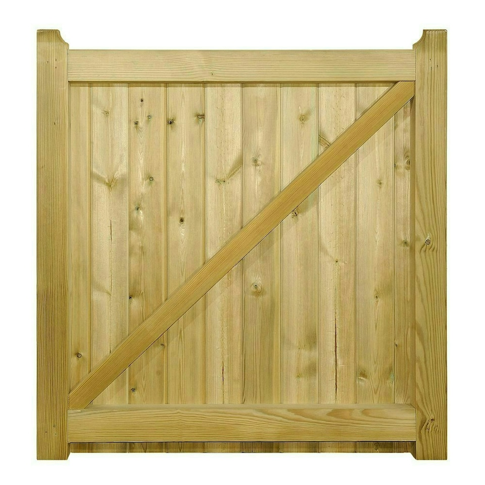 image 1 of Drayton Square Top Low Single Gate - Pressure Treated Scandinavian Redwood - W900 x H950 mm Brown