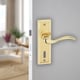 image 2 of Urfic Porto Metal Lever Latch Door Handles Set Round Rose Internal & External | Silver | Polished Brass Keyhole