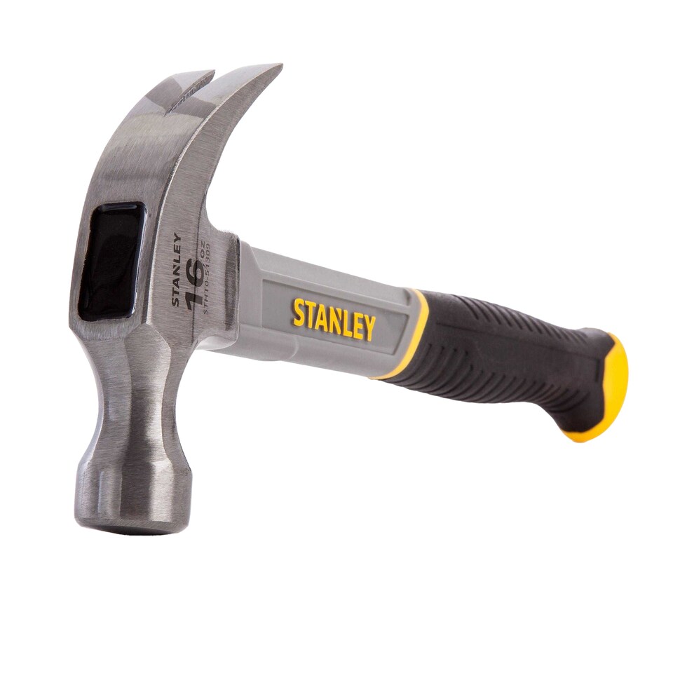 image 1 of Stanley STHT0-51310 Curved Fibreglass Claw Hammer | Silver | Silver/Yellow/Black | 450g | 1