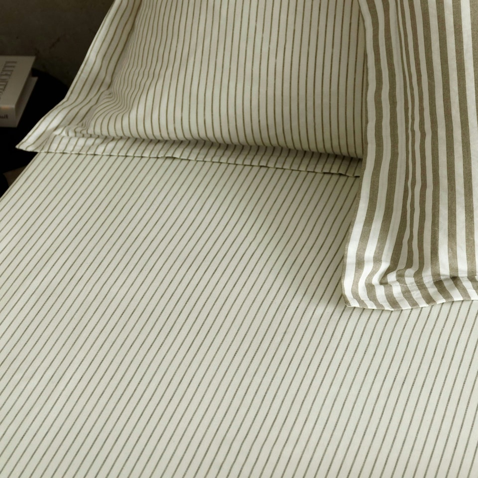 image 1 of Yard Hebden Mélange Stripe Single Fitted Sheet | Multi | Single