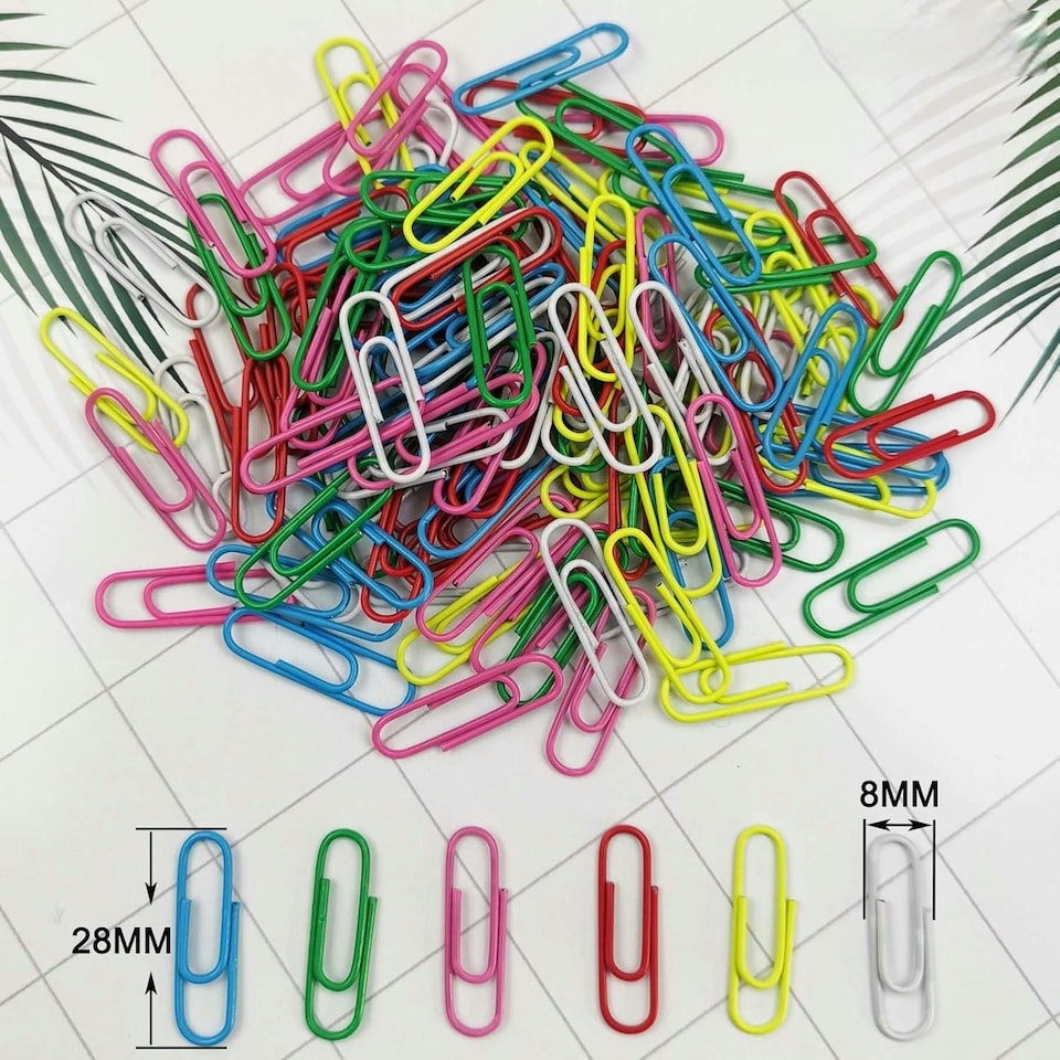 image 1 of Pack of 100 Assorted Coloured 28mm Paper Clips in Hang Pack