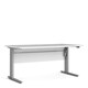 image 1 of Prima Desk 150cm in White with Height Adjustable Legs with Electric Control in Silver Grey Steel