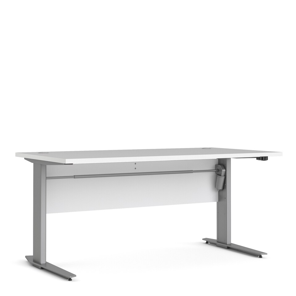 image 1 of Prima Desk 150cm in White with Height Adjustable Legs with Electric Control in Silver Grey Steel
