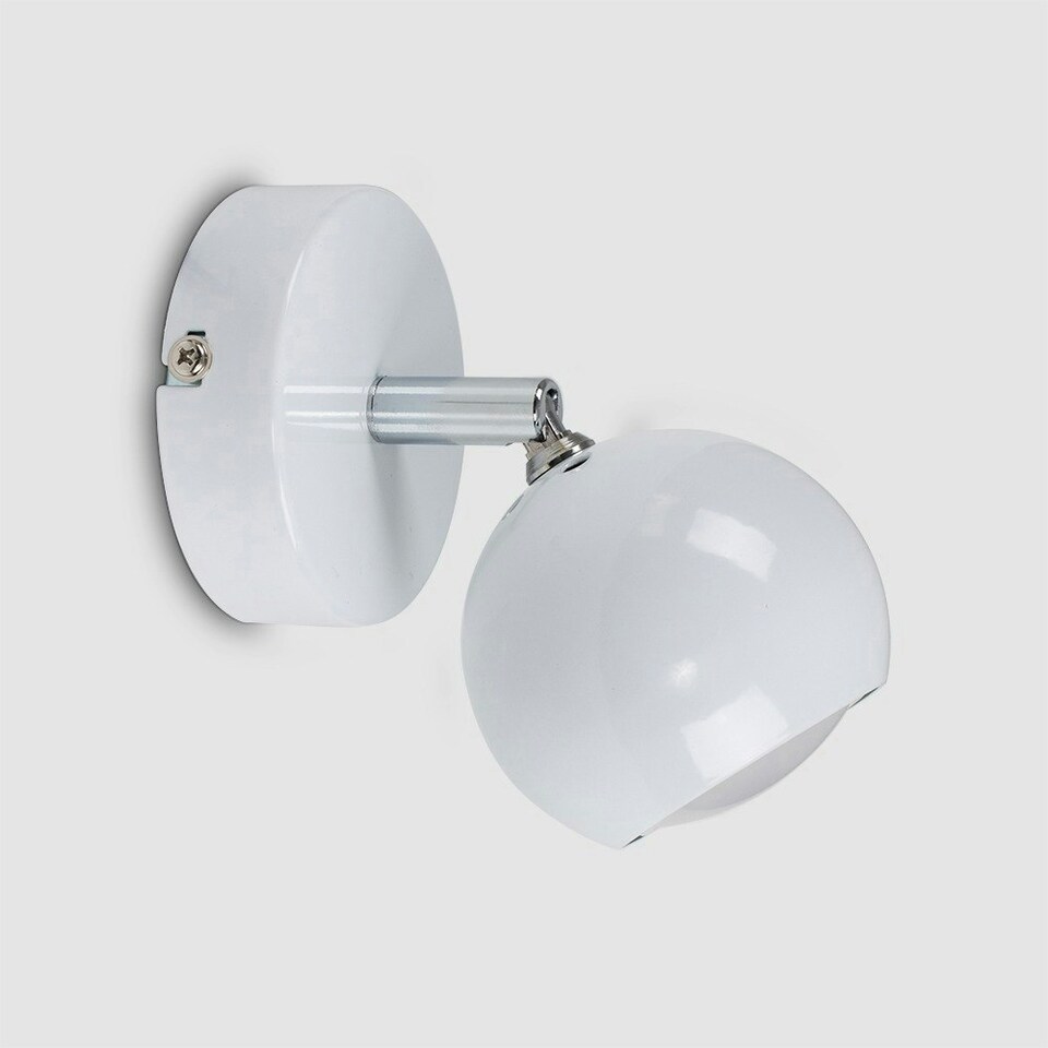 image 1 of ValueLights Modern Single Eyeball Wall Spotlight Gloss White Finish
