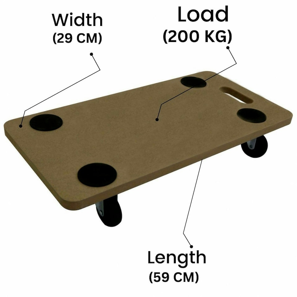 image 1 of 200kg Wheeled Platform Dolly Furniture Mover Transport Roller Trolley Castor