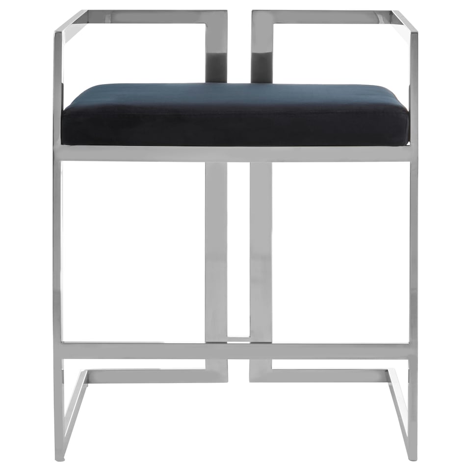 image 1 of Interiors by Premier Bar Stool With Silver Frame Black