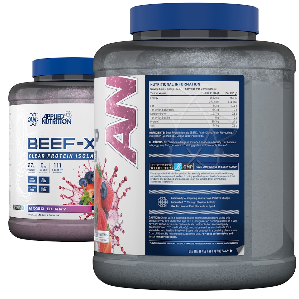 image 1 of Applied Nutrition Beef-XP Clear Protein Isolate Powder - Mixed Berry - 60 Servings