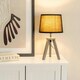image 1 of ValueLights Jackson Grey Wood Tripod Table Lamp with Black Shade and LED Bulb
