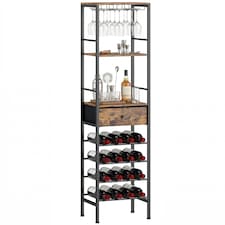 HOMCOM Wine Bar Cabinet 16-Bottle Wine Rack Rustic Brown