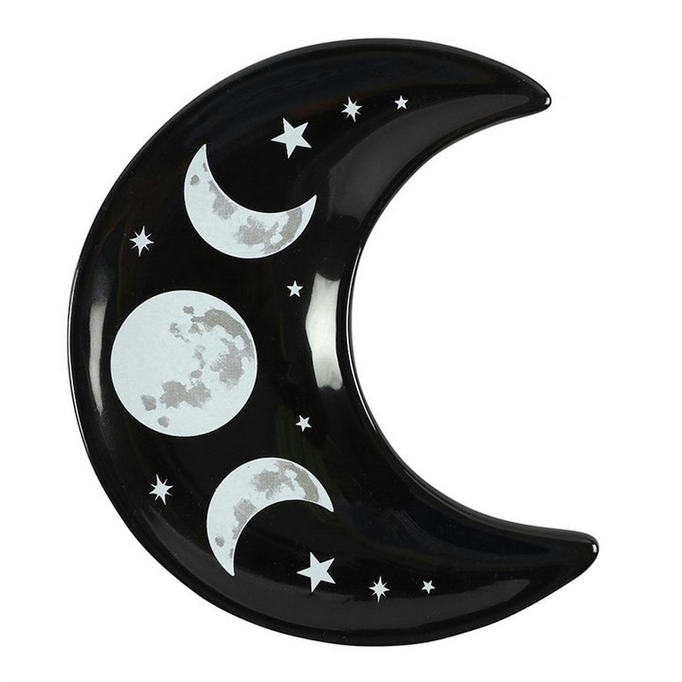 image 1 of Hill Interiors Crescent Moon Trinket Dish - Black/White - One Size