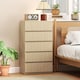 image 2 of HOMCOM Bedroom Chest of Drawers, 5 Drawers Dresser, Drawer Unit | Brown | Natural Wood | 55W x 34D x 100H cm