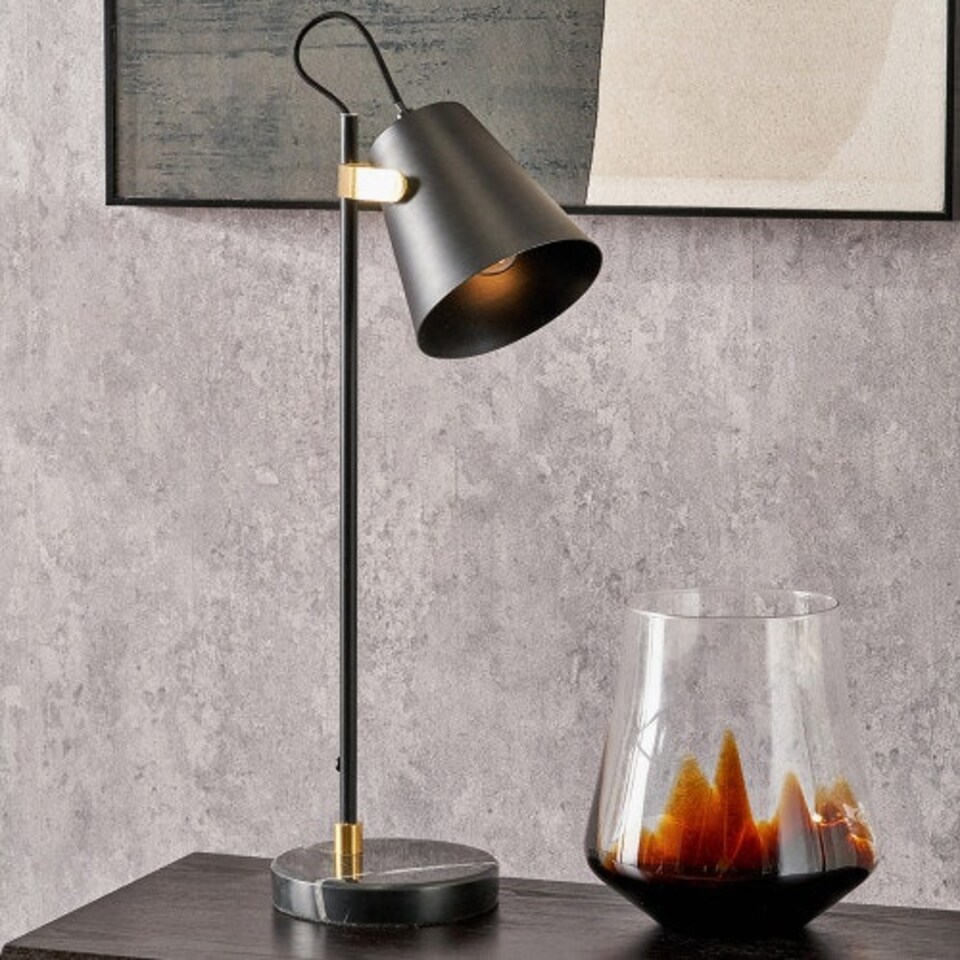 image 1 of Black and Brushed Brass Task Table Lamp Black | Gold