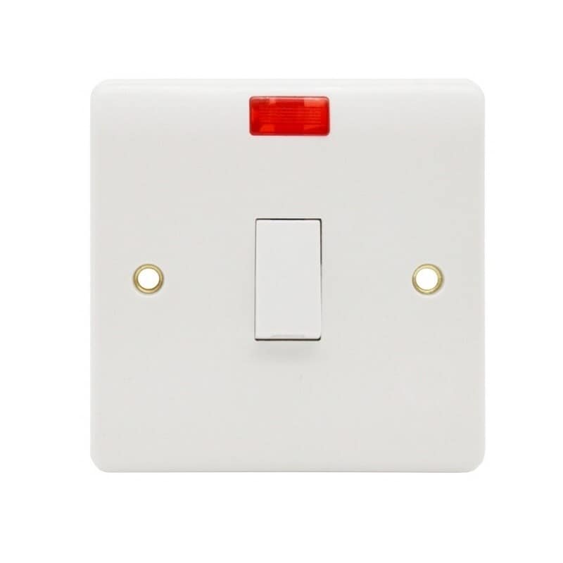 Securlec 1 Gang Double Pole Pilot Cooker Switch - White - One Size