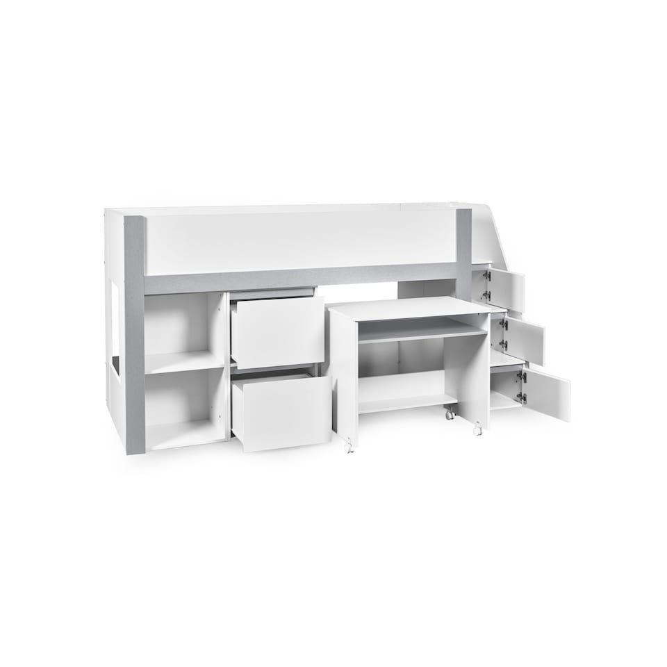 image 1 of Gaia 90cm Single Midsleeper - White and Silver