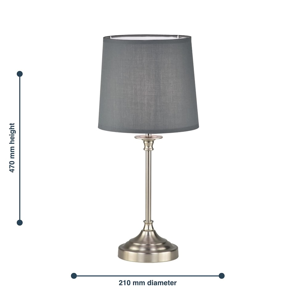image 1 of Set of 2 Chester - Brushed Nickel Lamps | Chrome | Grey | Large | 2
