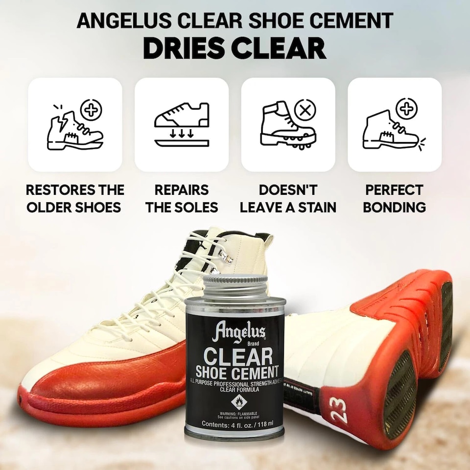 image 1 of Angelus Clear Shoe Cement - Professional Strength for Shoe Repairs 4oz | Clear