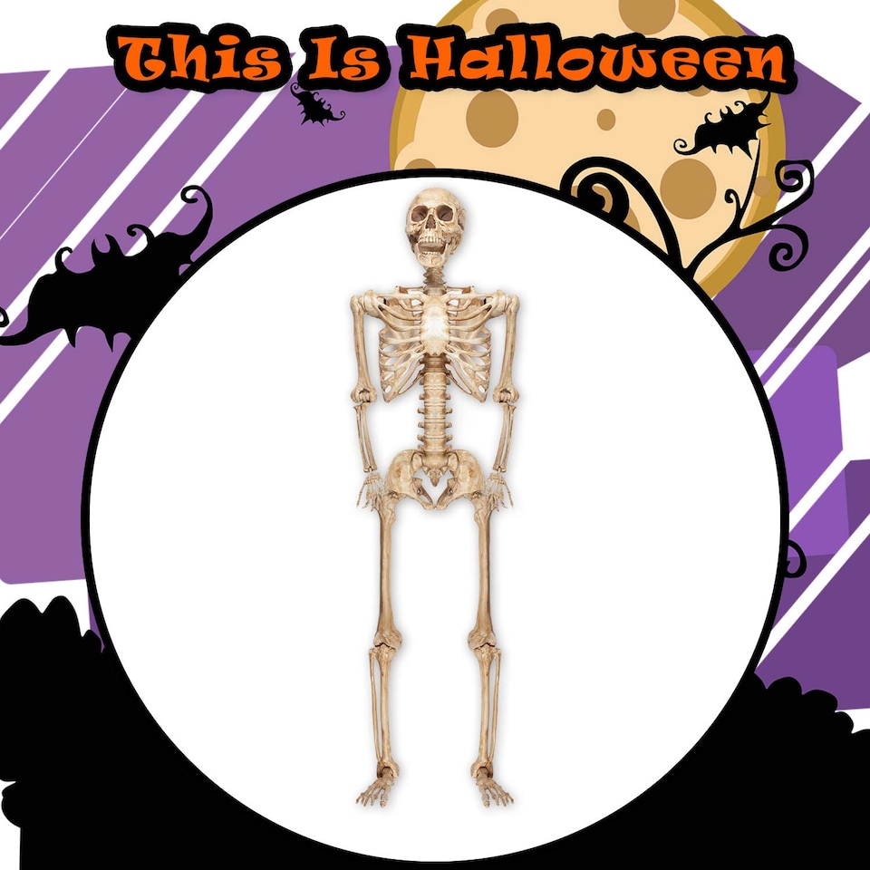 image 1 of vfm-estore Giant 7ft Halloween Skeleton Hanging Decoration White
