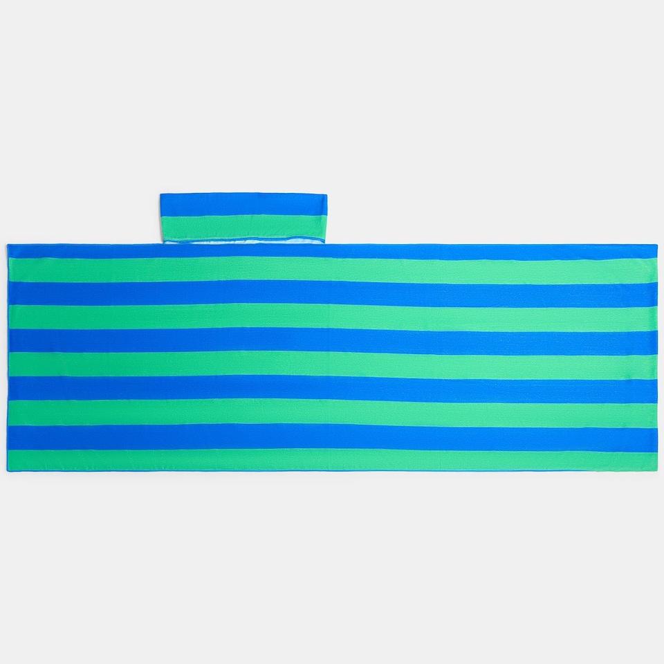 image 1 of OHS Stripes Beach Towel with Bag Quick Dry Absorbent Travel Spa | Multi | Blue/Green | One size