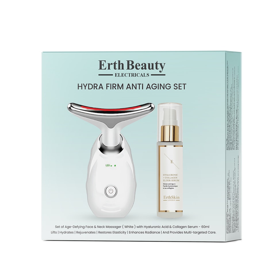 image 1 of Erth Skin London Hydra Firm Anti Aging Set ( Age -Defying Face And Neck Massager - White With Ha Serum)