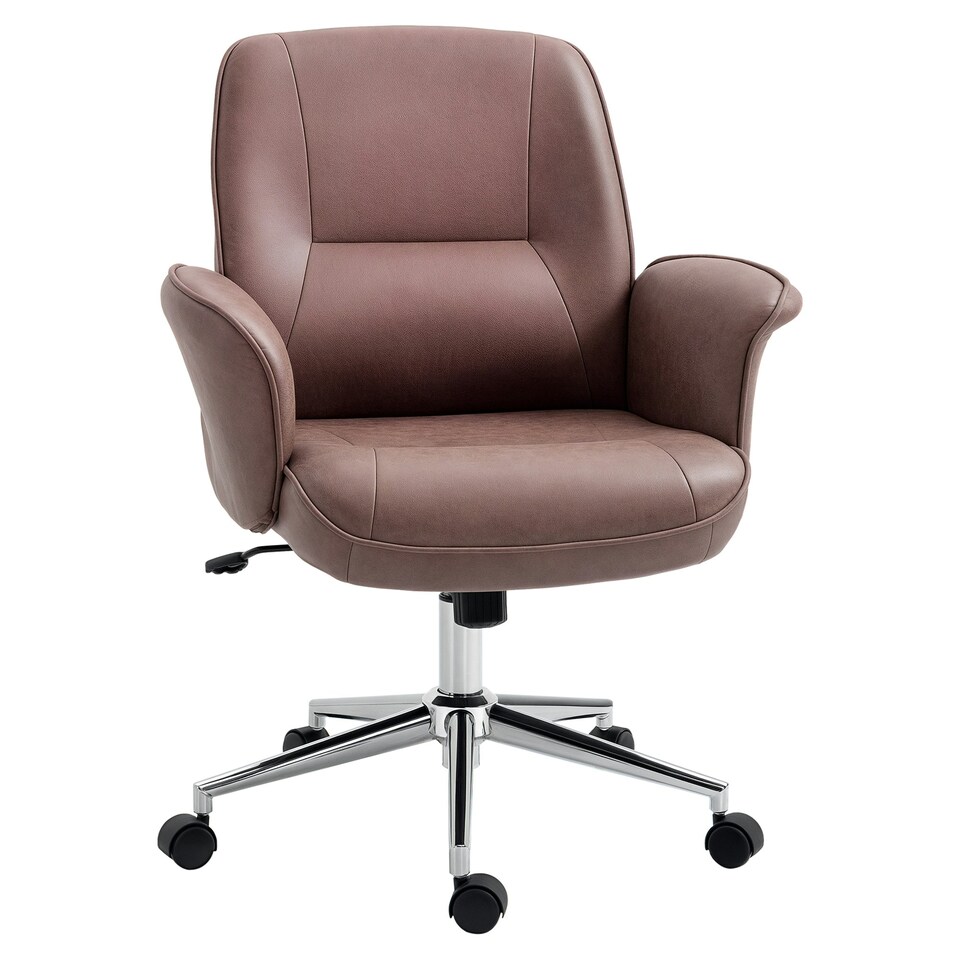 image 1 of Vinsetto Home Office Chair Microfibre Swivel Chair for Home Study, Red