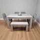 image 5 of Modern Grey Dining Table Set with 4 Grey Velvet Chairs and 1 Bench - Dining Room Furniture Set | Grey | One Size | 6