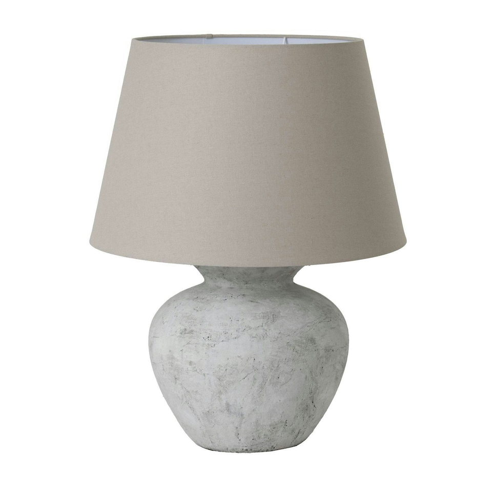 image 1 of Hill Interiors Darcy Antique Look Linen Table Lamp (UK Plug) - Stone - 60cm x 49cm x 49cm