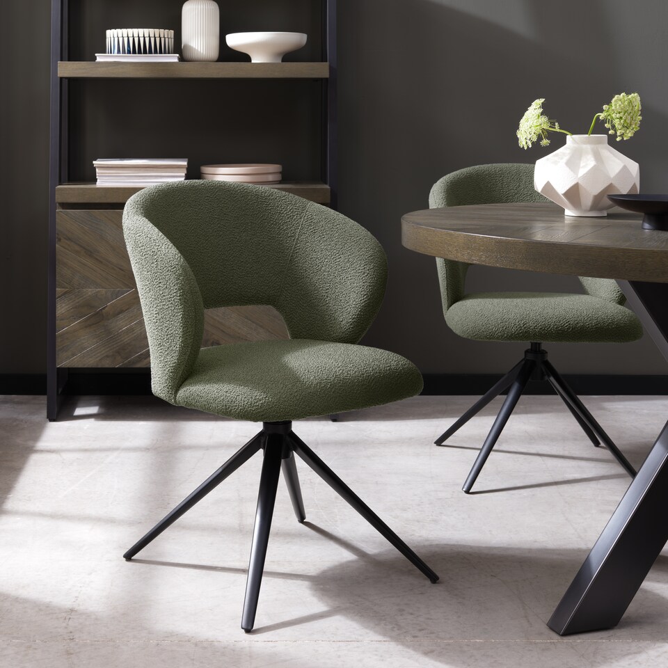 image 1 of Bentley Designs - Stella - Swivel Chair in Green Boucle Fabric (Single)