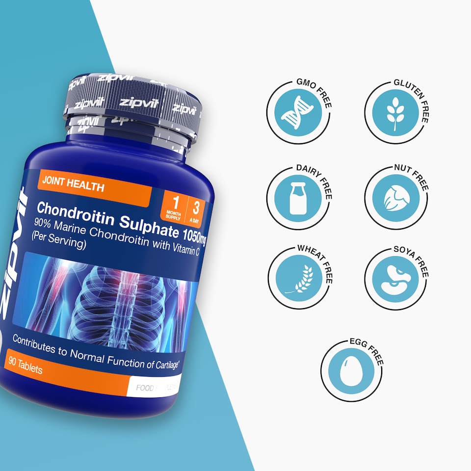 image 1 of Zipvit Chondroitin Sulphate 1050mg, Joint & Cartilage Support with Vitamin C, 90 Tablets, 1-Month Supply