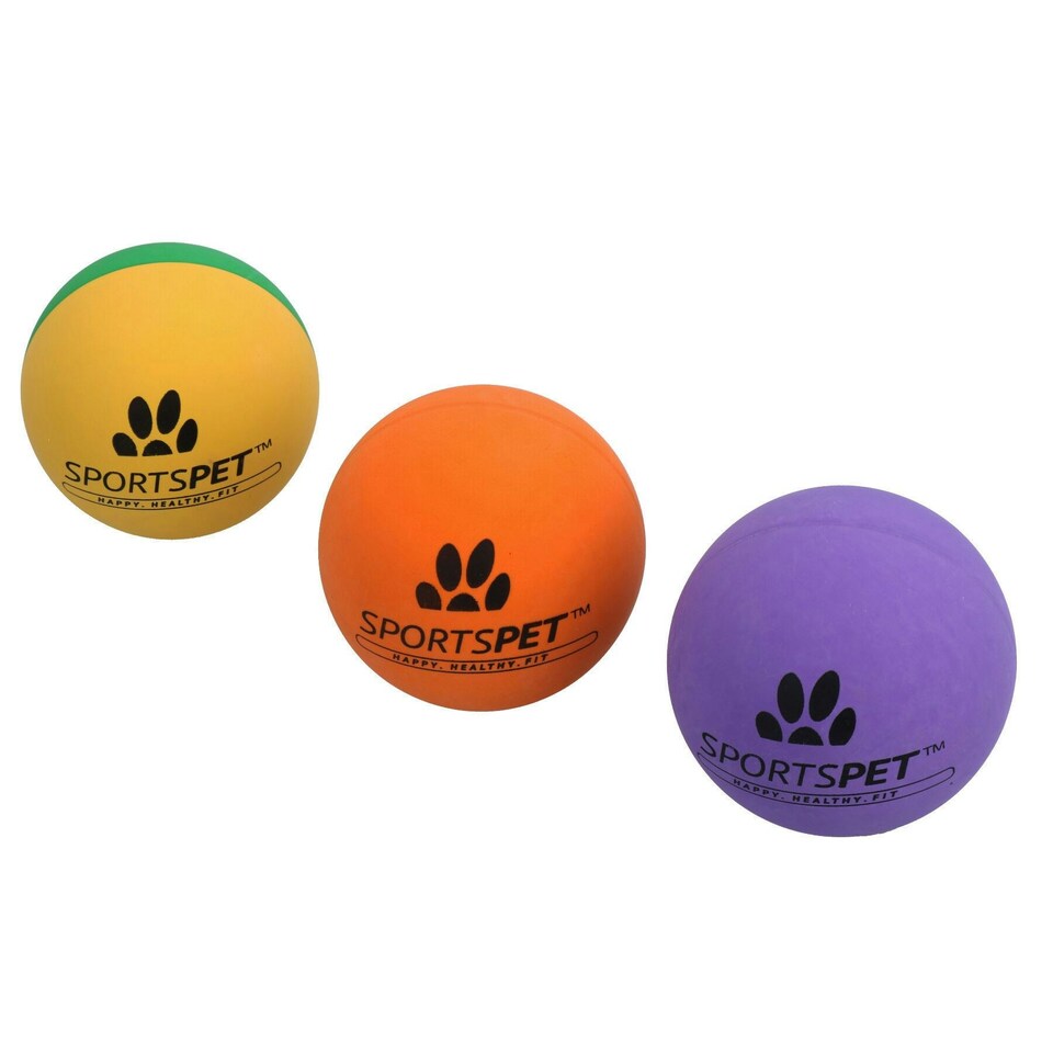image 1 of 3PK High Bounce Premium Non Toxic Rubber Balls For Dog Pet Play Gift