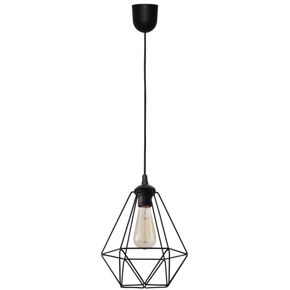 Karo Wire Frame Pendant Ceiling Light Black 24cm